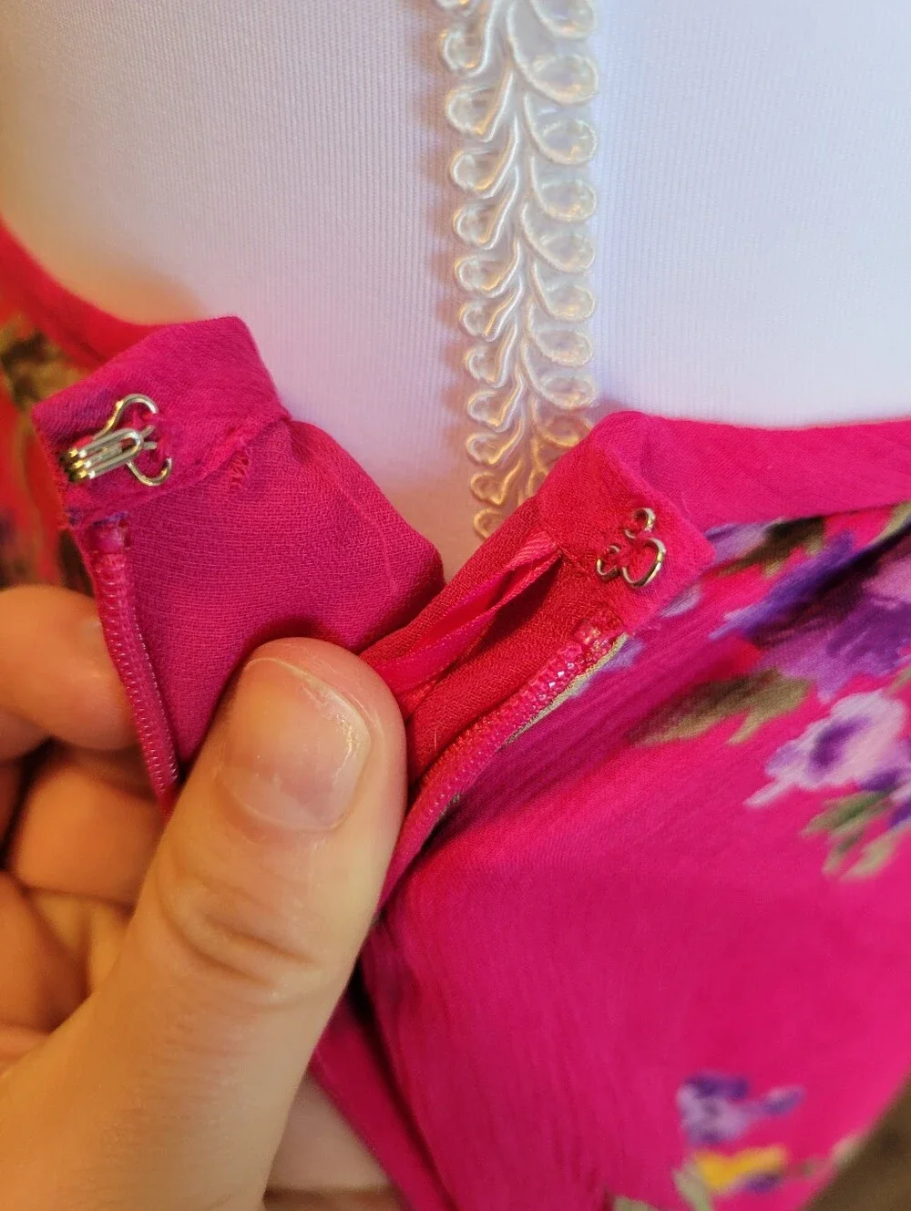90s Y2k Lauren Ralph Lauren Pink Floral Silk Skirt - Picture 6 of 8
